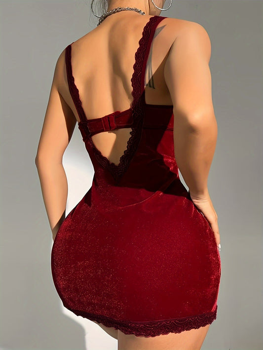 😍 Aksamitna, sznurowana sukienka w jednolitym kolorze