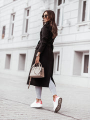 🫦Prosta wełniana kurtka damska na jesień i zimę, z długimi rękawami i dekoltem w kształcie litery V