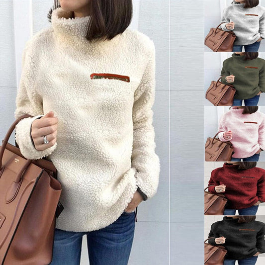 Damski sweter z długim rękawem i golfem