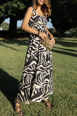 Casualowe wakacje Geometryczne Patchwork Kwadratowy kołnierzyk Sukienka z nadrukiem Sukienki (3 kolory)