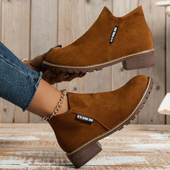 Damskie Botki Buty zamszowe Kozaki na obcasie w dużych rozmiarach Praca na zewnątrz Codzienny Jednokolorowe botki