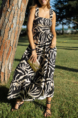 Casualowe wakacje Geometryczne Patchwork Kwadratowy kołnierzyk Sukienka z nadrukiem Sukienki (3 kolory)