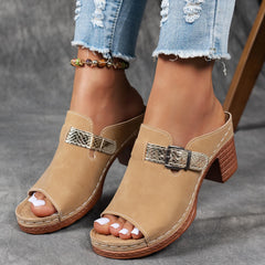 Regulowane sandały w klinach z zaczepami i pętlą kobiet-Otwarta stopa gruba podeszwa z podwójną klamrą, sztuczną osłoną Upper & Pu podeszwa