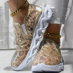 Brokatowe mysz damskie, swobodne trampki