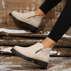 Damskie botki zapinane na zamek w złotym kolorze