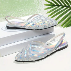 Piękne stylowe, wysokiej jakości wysokiej jakości laserowe paski z siatkami płaskie sandały na zewnątrz, randki i imprezowe okazje