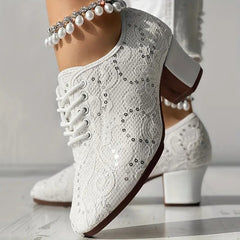 Zamknięte koronkowe obcasy taneczne łacińskie