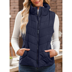 💖 Hot SPRZEDAŻ 50% zniżki ✨️Womens Bez rękawów Zip Up Puffer Vest 💗-Cozy bez objętości