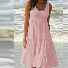 🔥 Patchworkowa sukienka bez rękawów, z okrągłym dekoltem