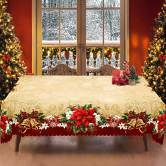 Obrus świąteczny premium – uroczy motyw Świętego Mikołaja i renifera na radosne chwile z rodziną