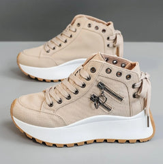 Damskie wysokie tenisówki na obcasie na koturnie, zapewniające wygodę przez cały dzień i wsparcie łuku stopy