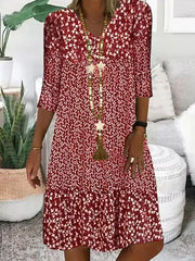 Spódnica midi z nadrukiem i rękawami w serek