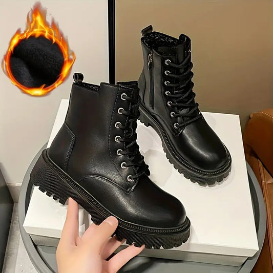 Damskie buty bojowe z pluszową podszewką