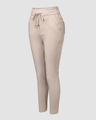 Obcisłe spodnie z podszewką z polaru i sznurkiem w talii