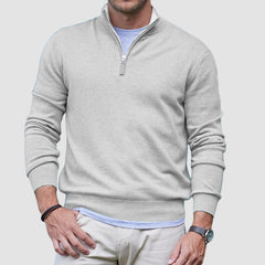 Męski, codzienny, podstawowy sweter z kaszmiru, zapinany na zamek