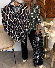 Casualowa bluzka z długim rękawem i eleganckim wzorem