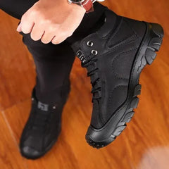 Męskie brązowe skórzane botki na co dzień