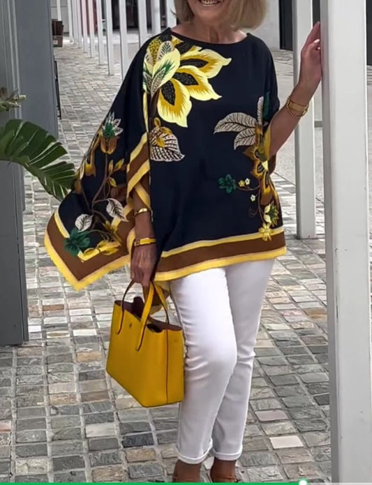 2025 Nowy styl, wysokiej jakości, drukowany top z krótkim rękawem i średnią długością