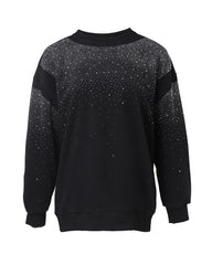 Bluza z długim rękawem i nadrukiem w kształcie serca, ozdobiona kryształkami