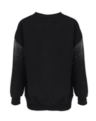 Bluza z długim rękawem i nadrukiem w kształcie serca, ozdobiona kryształkami