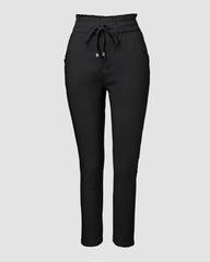 Obcisłe spodnie z podszewką z polaru i sznurkiem w talii