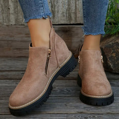 Damskie botki zapinane na zamek w złotym kolorze