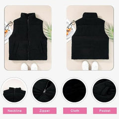 Damska, pogrubiona, ciepła kamizelka w jednolitym kolorze z kieszeniami