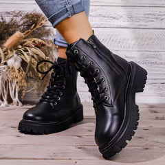 Damskie botki na grubej platformie