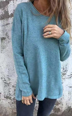 🌹Damskie bluzki z okrągłym dekoltem i długim rękawem