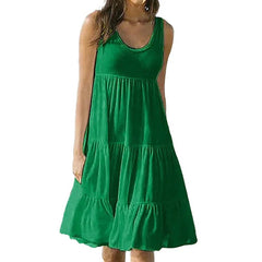 🔥 Patchworkowa sukienka bez rękawów, z okrągłym dekoltem