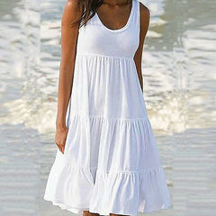 🔥 Patchworkowa sukienka bez rękawów, z okrągłym dekoltem