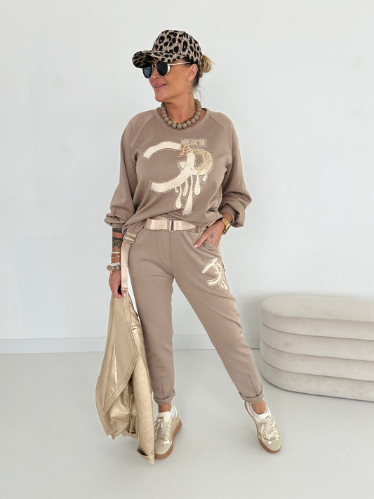 Casualowy dwuczęściowy zestaw sportowy z okrągłym dekoltem