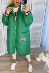 Damski długi płaszcz z kapturem na co dzień