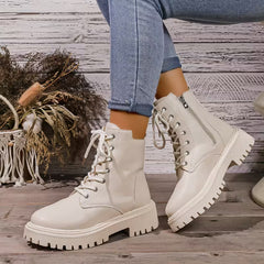 Damskie botki na grubej platformie