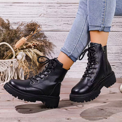 Damskie botki na grubej platformie