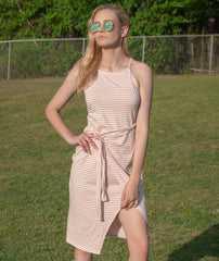 🔥2024 Gorąca wyprzedaż 😊Casualowe sukienki midi w paski bez rękawów