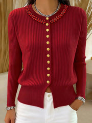 Wygodny i luksusowy damski kardigan zdobiony kryształkami