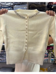 Wygodny i luksusowy damski kardigan zdobiony kryształkami