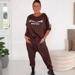 💜Ostatni dzień promocji - 50% zniżki 💜 Elegancki komplet damski ze wzorem w panterkę