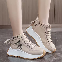 Damskie wysokie tenisówki na obcasie na koturnie, zapewniające wygodę przez cały dzień i wsparcie łuku stopy