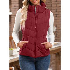 💖 Hot SPRZEDAŻ 50% zniżki ✨️Womens Bez rękawów Zip Up Puffer Vest 💗-Cozy bez objętości