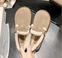 🔥DAMSKIE PLUSZOWE WSUWANE PŁASKIE Z OKRĄGŁYMI NOSKAMI