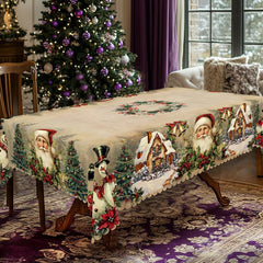 Obrus świąteczny premium – uroczy motyw Świętego Mikołaja i renifera na radosne chwile z rodziną