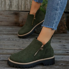 Damskie botki zapinane na zamek w złotym kolorze