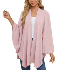 ELEGANCKI SZAL DAMSKI MIĘKKI SWETER PONCHO Z OTWARTYM PRZODEM (KUP 2 DARMOWA WYSYŁKA)