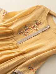 Cotton And Linen Ethnic Style Embroidered Dress