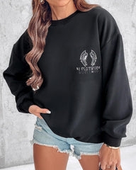 Bluza z długim rękawem i nadrukiem w kształcie serca, ozdobiona kryształkami