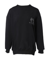 Bluza z długim rękawem i nadrukiem w kształcie serca, ozdobiona kryształkami