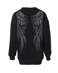 Bluza z długim rękawem i nadrukiem w kształcie serca, ozdobiona kryształkami