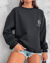 Bluza z długim rękawem i nadrukiem w kształcie serca, ozdobiona kryształkami